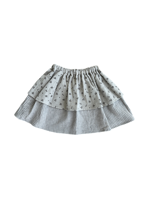 Rock / Jupe für Kinder / Mädchen aus Baumwolle Musselin mit Blumen und Karo Muster