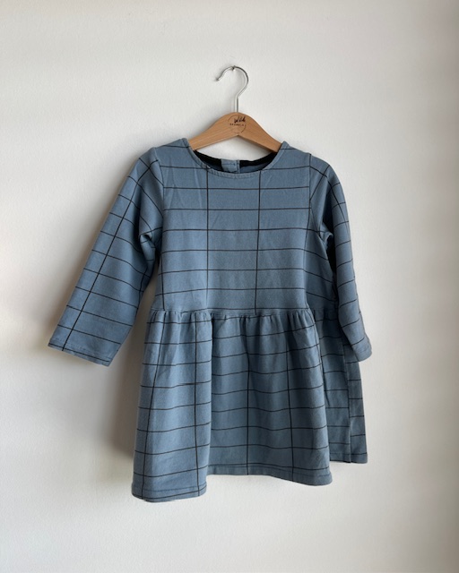 Kleid mit Karomuster - blau-grau